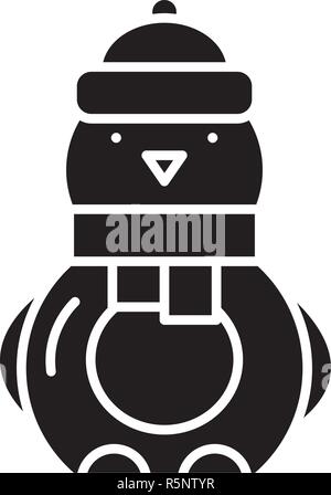 Funny Pinguin schwarzes Symbol, Vektor Zeichen auf isolierten Hintergrund. Funny pinguin Konzept Symbol, Abbildung Stock Vektor