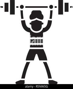 Heben Barbell Schwarz Symbol, Vektor Zeichen auf isolierten Hintergrund. Heben barbell Konzept Symbol, Abbildung Stock Vektor