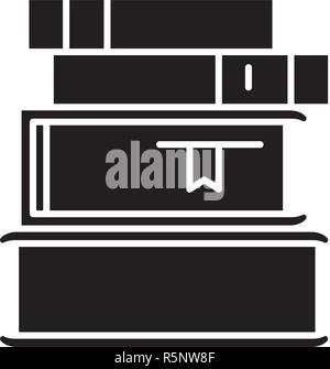 Stapel Bücher schwarze Symbol, Vektor Zeichen auf isolierten Hintergrund. Stapel von Büchern Konzept Symbol, Abbildung Stock Vektor