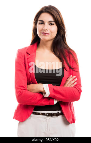 Business woman holding a shalk Board Stockfoto