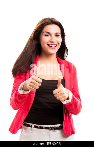 Business woman holding a shalk Board Stockfoto