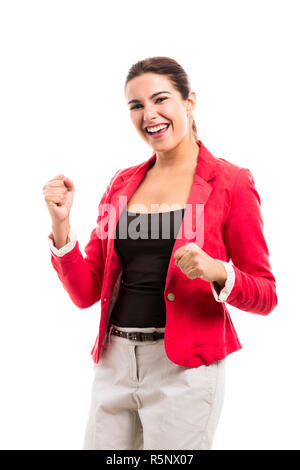 Business woman holding a shalk Board Stockfoto