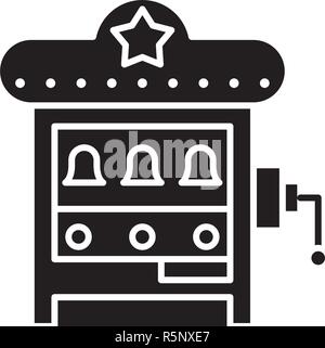 Slot machine schwarze Symbol, Vektor Zeichen auf isolierten Hintergrund. Slot Maschine Konzept Symbol, Abbildung Stock Vektor