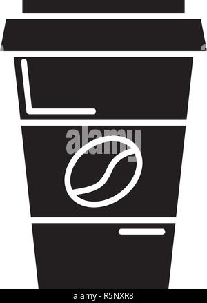Kaffee schwarz Symbol, Vektor Zeichen auf isolierten Hintergrund zu gehen. Kaffee Konzept Symbol gehen, Abbildung Stock Vektor