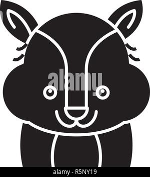 Lustige Waschbär schwarze Symbol, Vektor Zeichen auf isolierten Hintergrund. Lustige Waschbär Konzept Symbol, Abbildung Stock Vektor