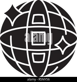 Disco ball schwarze Symbol, Vektor Zeichen auf isolierten Hintergrund. Disco ball Konzept Symbol, Abbildung Stock Vektor