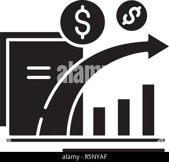 Dynamik der finanziellen Wachstum schwarze Symbol, Vektor Zeichen auf isolierten Hintergrund. Dynamik der finanziellen Wachstum Konzept Symbol, Abbildung Stock Vektor