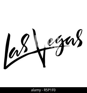 Las Vegas, USA. Typografie trockenen Pinsel Schriftzug Design. Hand gezeichnet Kalligraphie Poster. Vector Illustration. Stock Vektor