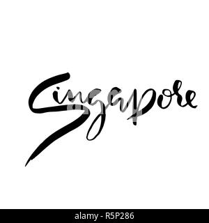 Singapur. Moderne trockene Bürste Schriftzug. Kalligraphie Banner. Typografie Poster. Vector Illustration. Stock Vektor