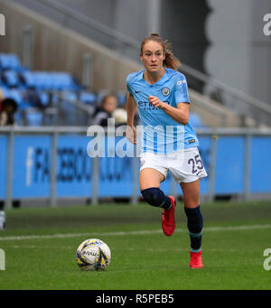 Akademie Stadion, Manchester, UK. 2. Dez, 2018. Frauen Super League Fußball, Manchester City v Arsenal; Tessa Wullaert von Manchester City läuft mit dem Ball Credit: Aktion plus Sport/Alamy leben Nachrichten Stockfoto