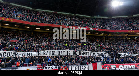 AMSTERDAM, NIEDERLANDE, 02-12-2018, Fußball, Johan Cruijff ArenA, niederländischen Eredivisie, Saison 2018/2019, Banner von Unterstützern von Ajax, während des Spiels Ajax-ADO, Endstand: 5-1 Stockfoto