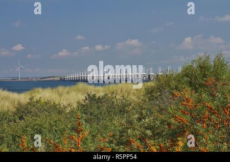 Blick auf die Dünen und die Westseite des sturmflutwehr zwischen Nordsee und Oosterschelde, - Noord Beveland, Zeeland, Südliche Niederlande Stockfoto