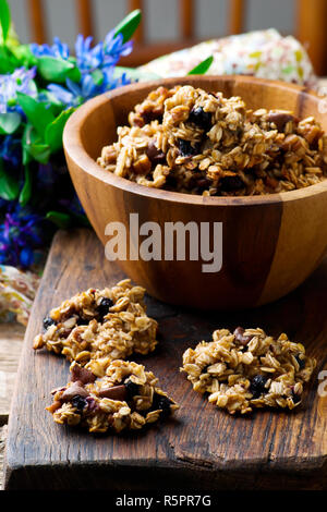 Oatmeal Chocolate Chip Banana Cookies. Stil rustikal. selektive Fokus Stockfoto