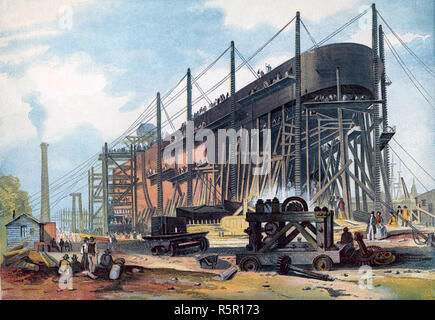 SS Great Eastern im Bau an Millwall Iron Works auf der Themse, East London, ca. 1857 Stockfoto