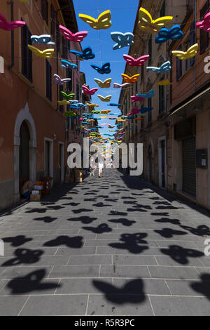 Via Giuseppe Mazzini, Pietrasanta, Toskana Italien Stockfoto