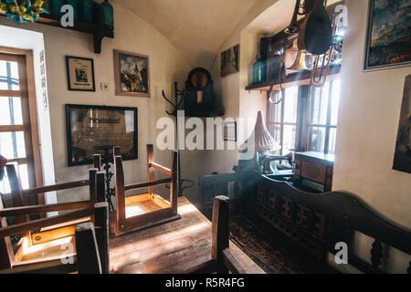 Altmodische restautant Interieur in Uschhorod, Ukraine Stockfoto