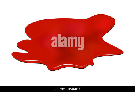 Blut Pfütze, rote Tropfen, blots, Beize, Plash od Blut. Vector Illustration auf weißem Hintergrund. Stockfoto