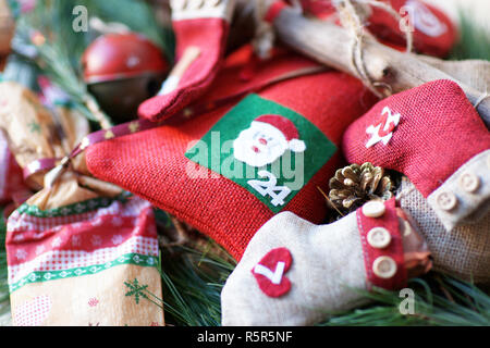 Weihnachten Adventskalender Selbstgemacht 24 Dezember Weihnachtsmann Stockfoto