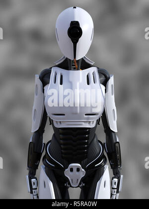 3D-Rendering für eine Stehende weibliche Android Roboter. Stockfoto