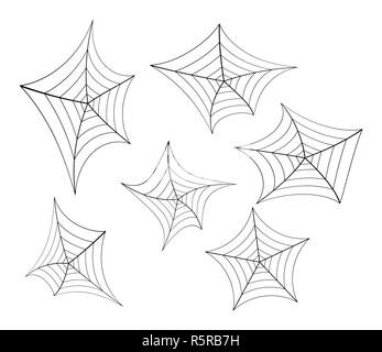 Halloween Spinnennetz, cobweb Symbol, Symbol gesetzt. Vector Illustration auf weißem Hintergrund. Stockfoto