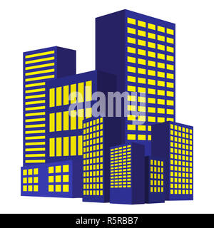 Bild der modernen, urbanen Stadtlandschaft, die Lichter der Stadt, Metropole. Vector Illustration auf weißem Hintergrund. Stockfoto