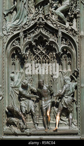 Geißelung Christi, Detail der wichtigsten bronze Tür der Mailänder Dom, Duomo di Santa Maria Nascente, Mailand, Lombardei, Italien Stockfoto