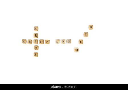 Die Worte, die kreuz und quer, Cut-out Stockfoto