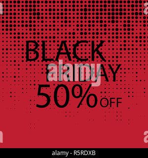 Schwarzer Freitag schwarze Punkte auf rotem Hintergrund. Stockfoto