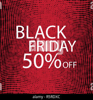 Schwarzer Freitag schwarze Punkte auf rotem Hintergrund. Stockfoto