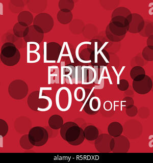 Schwarzer Freitag schwarze Punkte auf rotem Hintergrund. Stockfoto