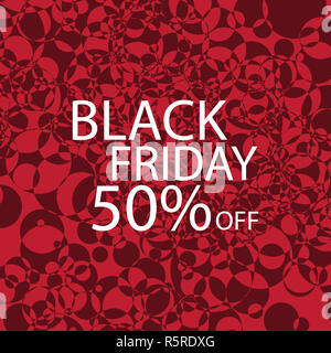 Schwarzer Freitag schwarze Punkte auf rotem Hintergrund. Stockfoto