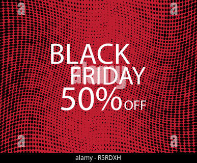 Schwarzer Freitag schwarze Punkte auf rotem Hintergrund. Stockfoto