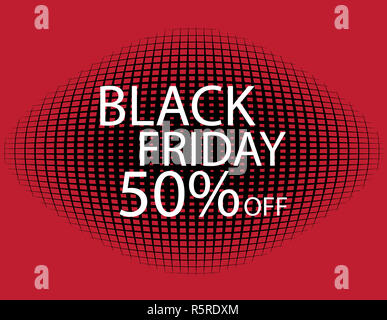 Schwarzer Freitag schwarze Punkte auf rotem Hintergrund. Stockfoto