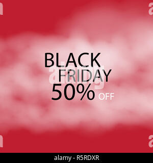 Schwarzer Freitag schwarzen Nebel auf roten Hintergrund. Stockfoto