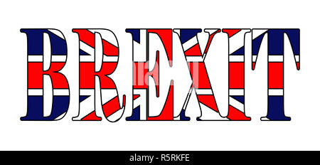 Brexit text Britische Flagge Vektor symbol Icon Design. Schöne Abbildung auf weißem Hintergrund Stockfoto