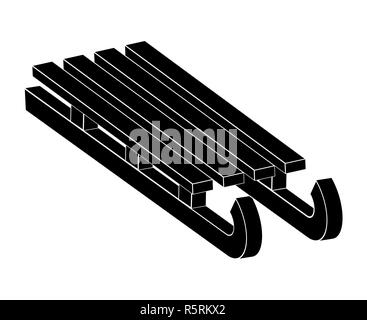 Schlitten, hölzernen Schlitten Silhouette, umriss Vektor symbol Icon Design. Stockfoto