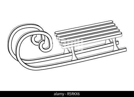 Schlitten, hölzernen Schlitten Silhouette, umriss Vektor symbol Icon Design. Stockfoto
