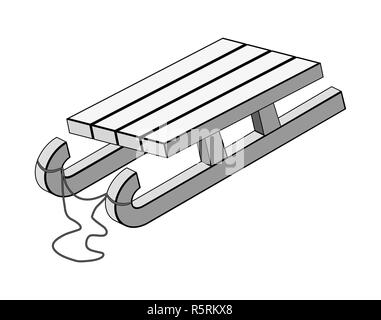 Schlitten, hölzernen Schlitten Silhouette, umriss Vektor symbol Icon Design. Stockfoto