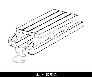 Schlitten, hölzernen Schlitten Silhouette, umriss Vektor symbol Icon Design. Stockfoto