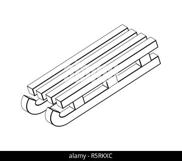 Schlitten, hölzernen Schlitten Silhouette, umriss Vektor symbol Icon Design. Stockfoto