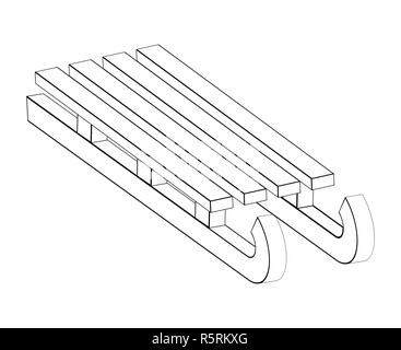 Schlitten, hölzernen Schlitten Silhouette, umriss Vektor symbol Icon Design. Stockfoto