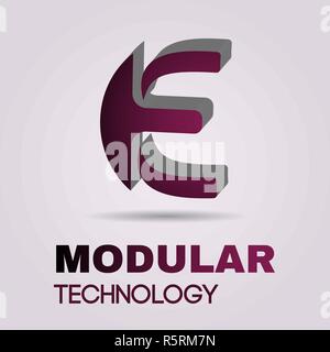 Buchstabe E Logo Design in 3D Stock Vektor