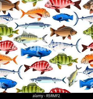 Voll Fisch Aquarium nahtlose Muster Stock Vektor