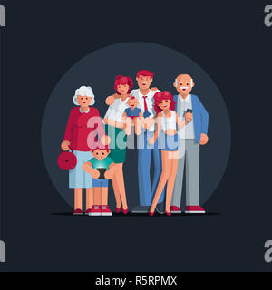 Happy Big Family Portrait. Stockfoto