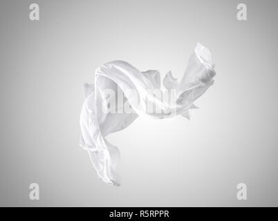 Glatt elegante transparent weiß Tuch auf grauem Hintergrund getrennt. Stockfoto