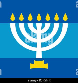 Menora (alte Hebräische sieben - Kerzenhalter), heiligen Leuchter mit sieben Lampen, im Tempel in Jerusalem verwendet. Traditionelle religiöse Symbol. Stock Vektor