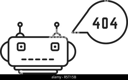 Dünne Linie chatbot mit Fehler 404 Stock Vektor