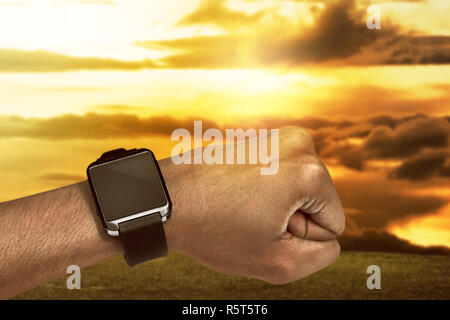 Menschliche Hand tragen smart Watch Stockfoto