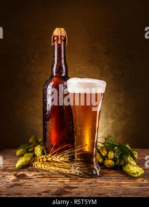 Frische schäumende Bier Stockfoto