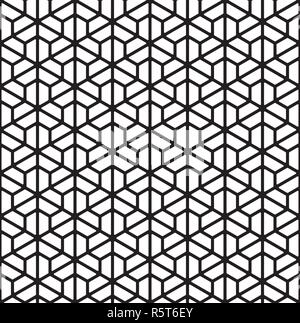 Nahtlose Muster auf Kumiko Ornament. Silhouette mit dicken Linien. Geeignet für Laser- oder Design. abgerundete Ecken. Stock Vektor